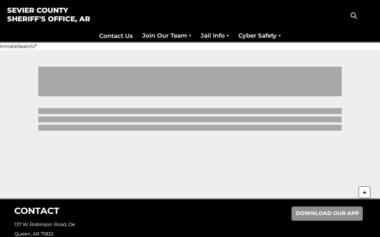 Sevier County Sheriff inmate search interface for current jail custody