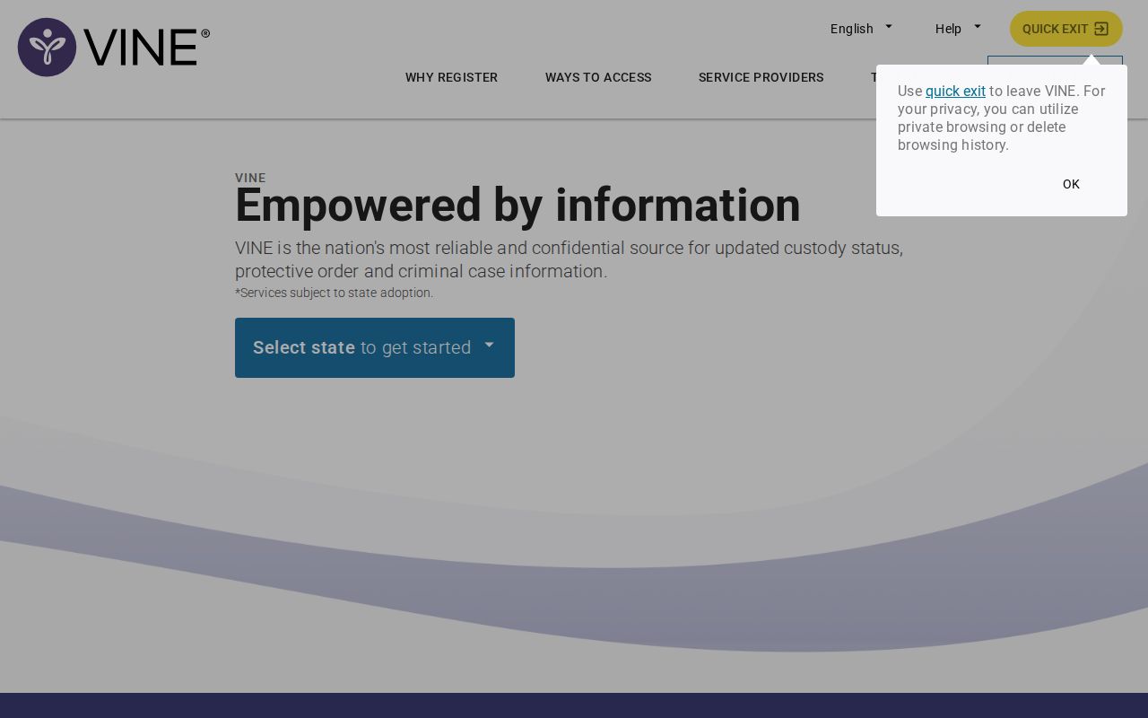 VINELink portal for Arkansas custody searches