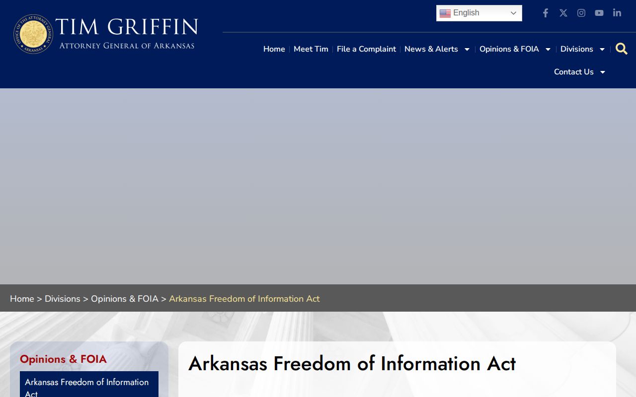 Arkansas Attorney General Freedom of Information Act guidance