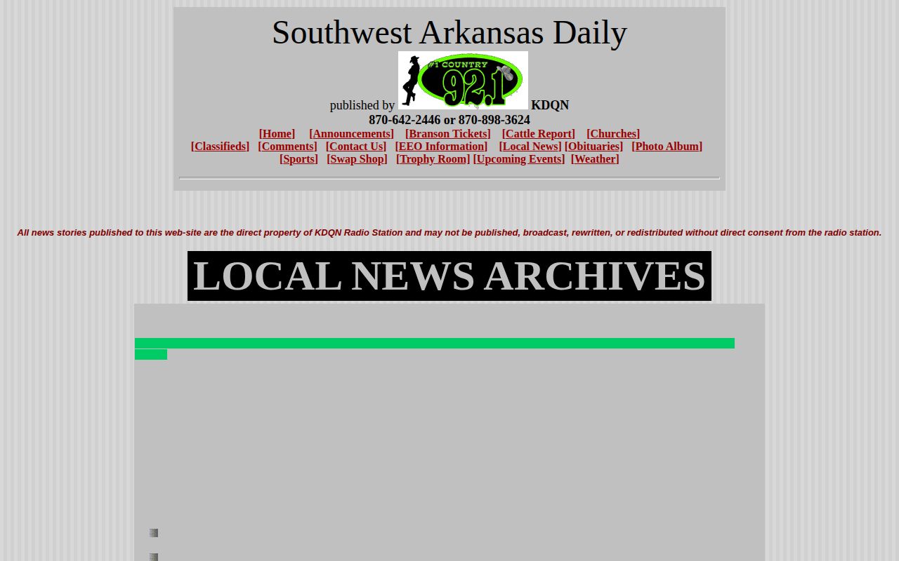 Older KDQN local news archive for southwest Arkansas